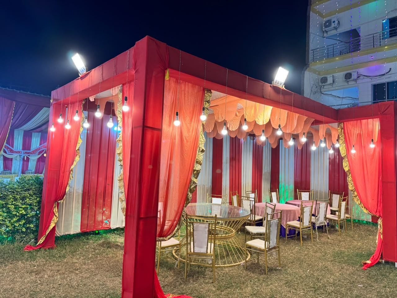 Decorated outdoor dining pavilion
